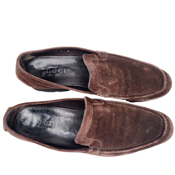 GUCCI Brown Suede Driver Loafers Men's US Size 12 1/2 run a bit big - Picture 1 of 14